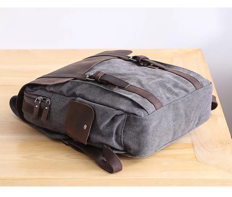 Lake Green Waxed Canvas Mens Large 14'' Laptop Backpack College Backpack Hiking Backpack for Men