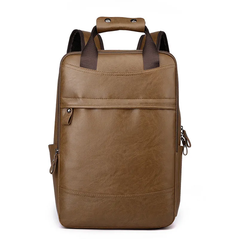 Large Capacity Men's Fashion Leather Travel Backpack