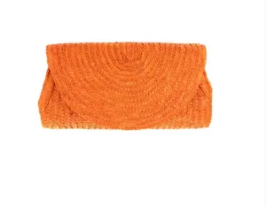 Large Straw Clutch In Orange
