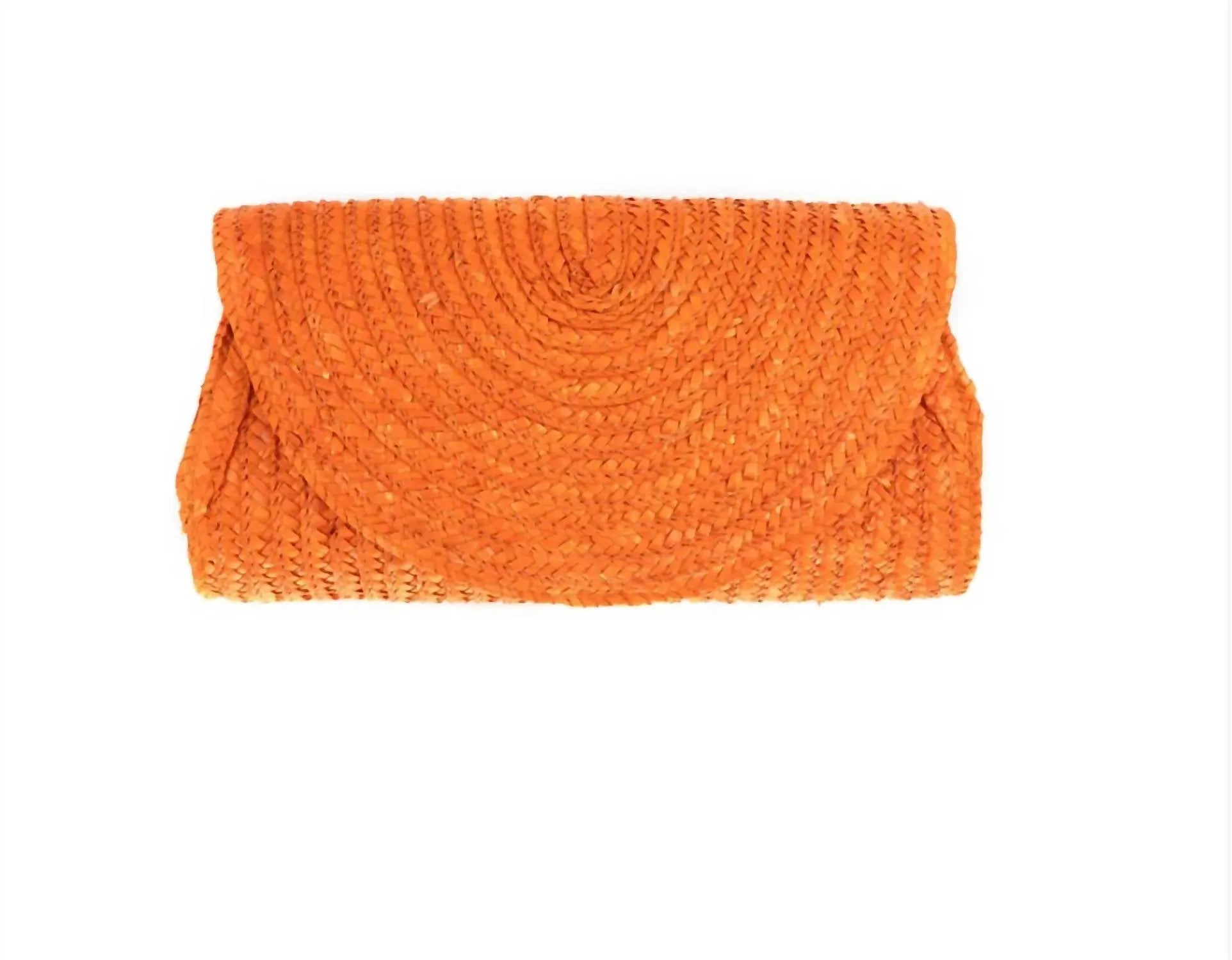 Large Straw Clutch In Orange