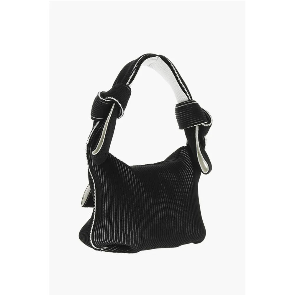 Last Frame Two-Tone Knitted OBI Bag with Knotted Handle