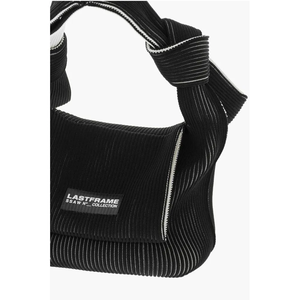 Last Frame Two-Tone Knitted OBI Bag with Knotted Handle