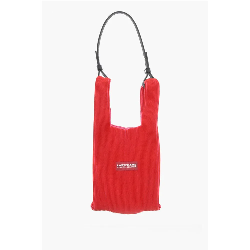 Last Frame Two-Tone Knitted Tote Bag with Faux Leather Shoulder Strap