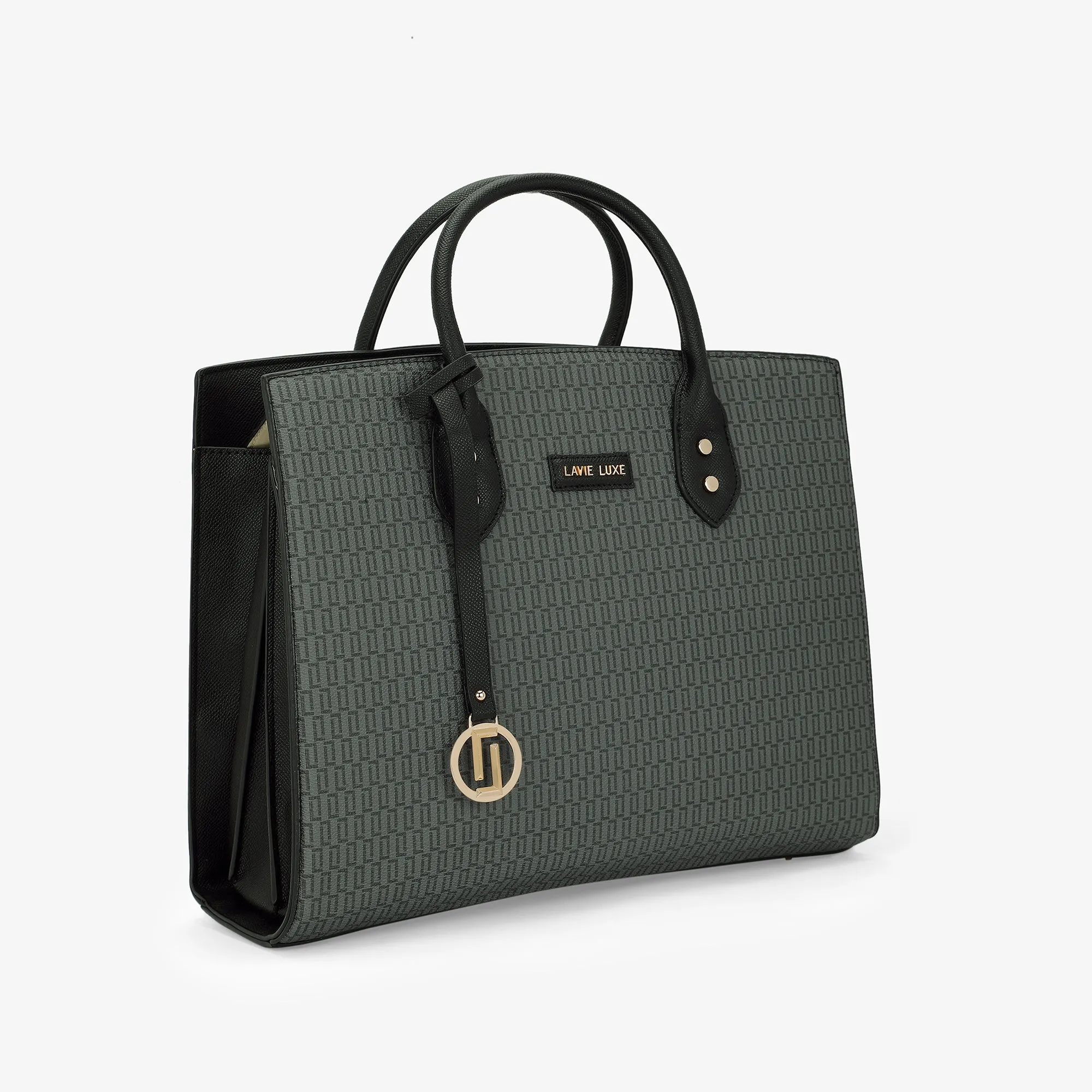 Lavie Luxe Monogram Ellon24 Black Large Women's Satchel