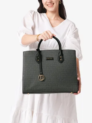 Lavie Luxe Monogram Ellon24 Black Large Women's Satchel