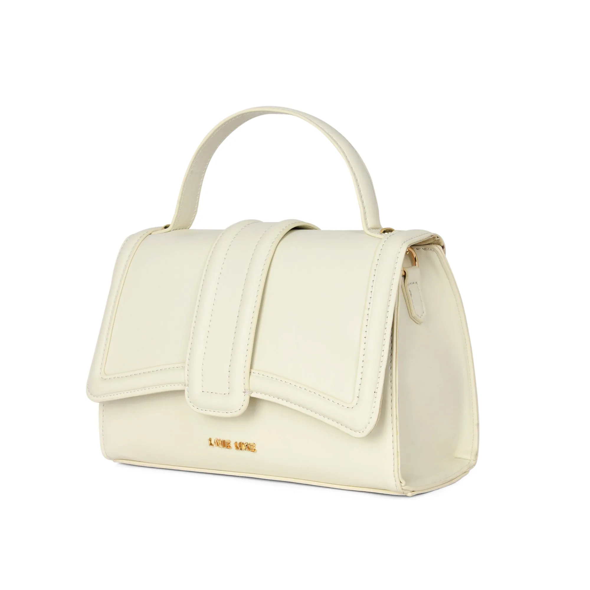 Lavie Luxe Off White Medium Women's Bubble Flap Satchel Bag