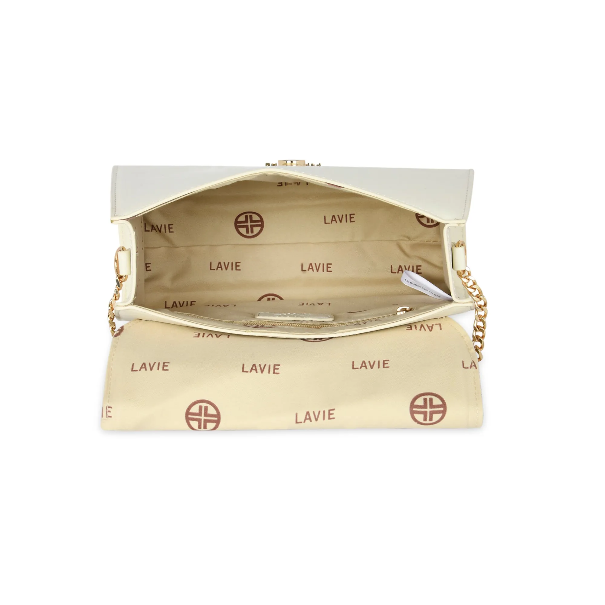 Lavie Luxe Off White Medium Women's Bubble Flap Satchel Bag