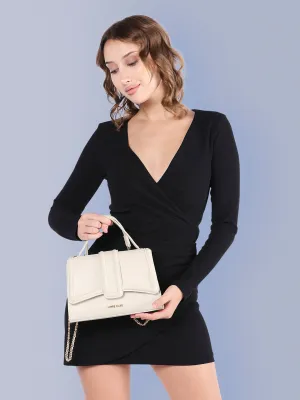 Lavie Luxe Off White Medium Women's Bubble Flap Satchel Bag