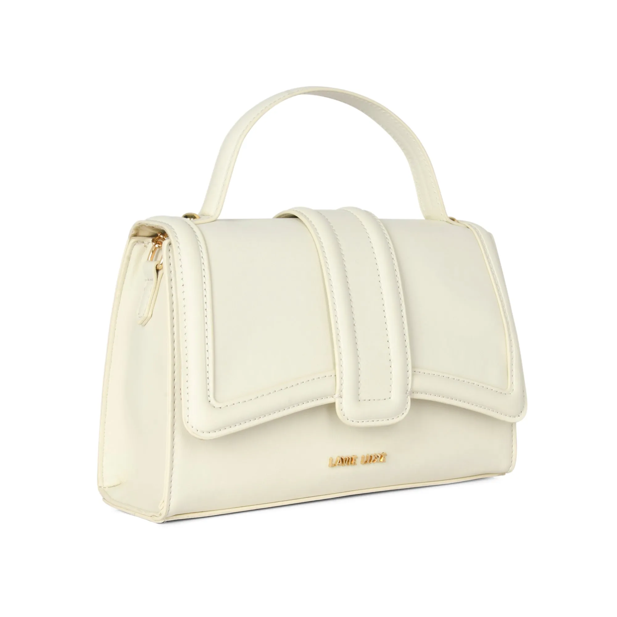 Lavie Luxe Off White Medium Women's Bubble Flap Satchel Bag
