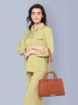 Lavie Luxe Tan Medium Women's Chain Satchel Bag