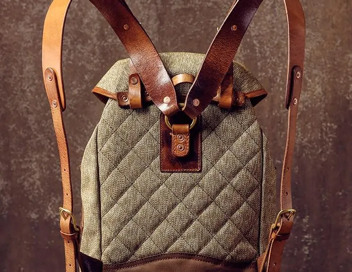 Leather Canvas Mens Cool Backpack Large Travel Backpack Hiking Backpacks for Men