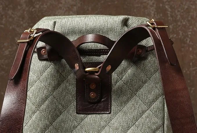 Leather Canvas Mens Cool Backpack Large Travel Backpack Hiking Backpacks for Men