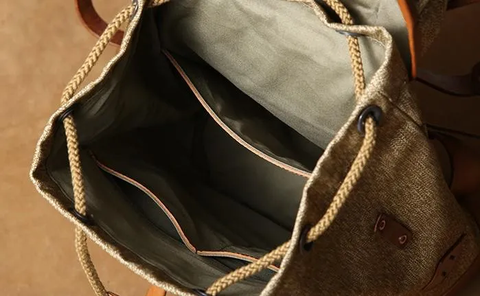 Leather Canvas Mens Cool Backpack Large Travel Backpack Hiking Backpacks for Men
