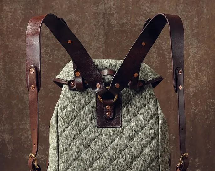 Leather Canvas Mens Cool Backpack Large Travel Backpack Hiking Backpacks for Men