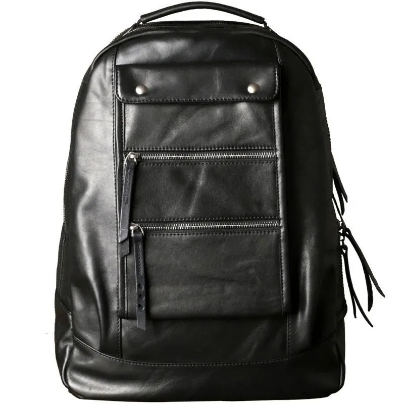 Leather Cool Mens Backpack Large Black Travel Backpack Hiking Backpack for men