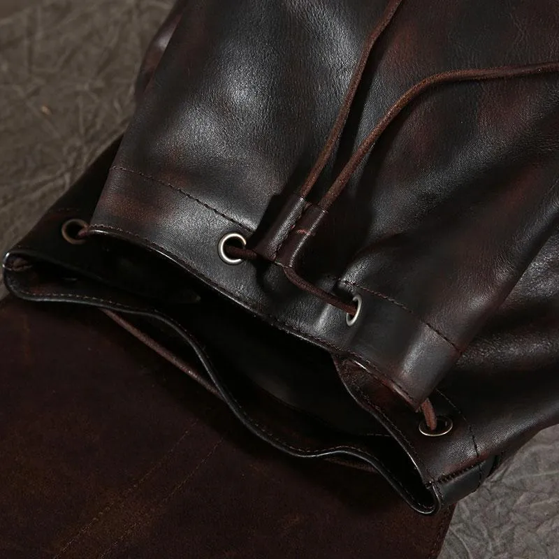 Leather Mens Cool Backpacks Large Travel Backpack Hiking Backpack for Men