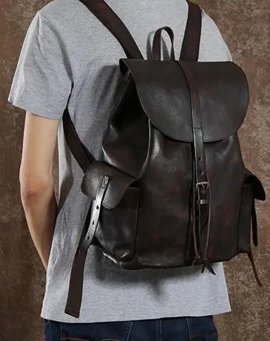 Leather Mens Cool Backpacks Large Travel Backpack Hiking Backpack for Men