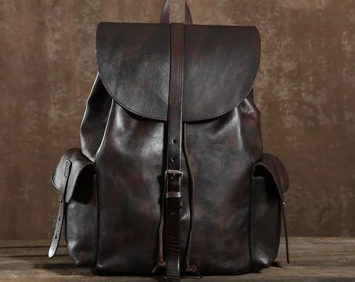 Leather Mens Cool Backpacks Large Travel Backpack Hiking Backpack for Men