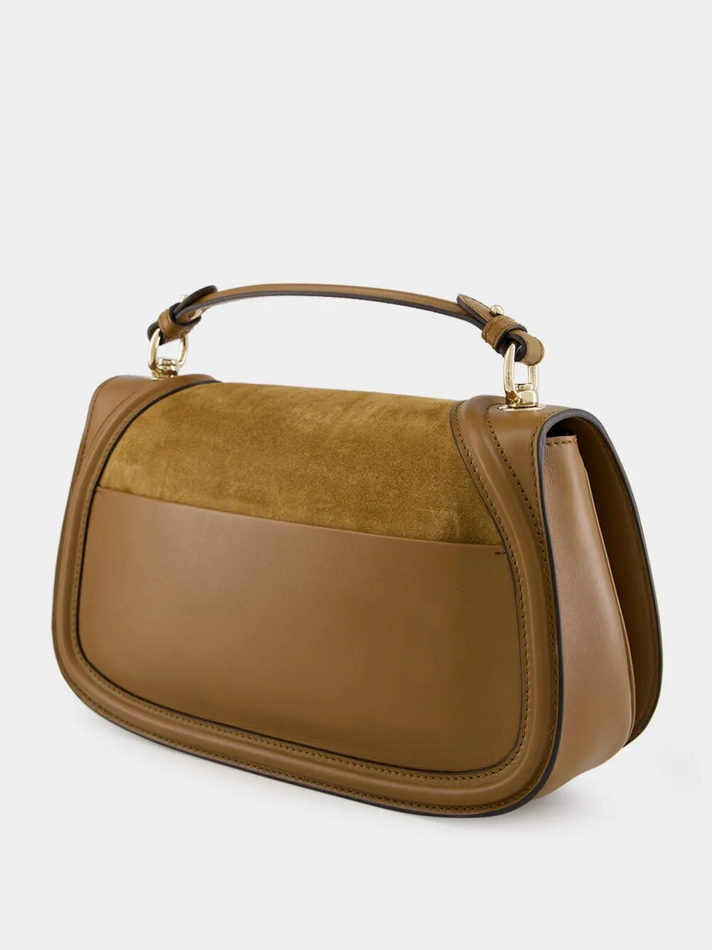 Light Brown Suede Blondie Medium Top Handle Bag