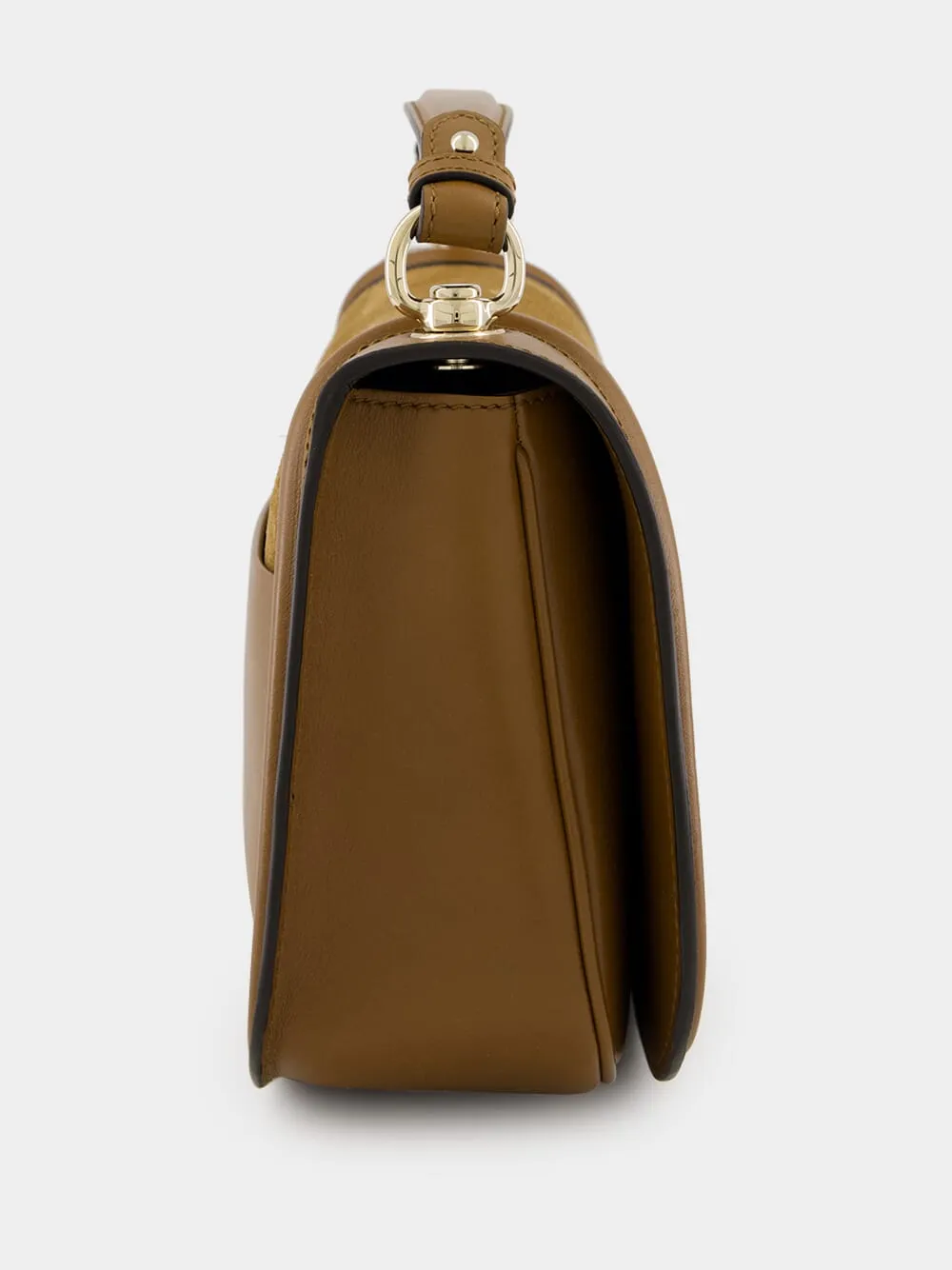 Light Brown Suede Blondie Medium Top Handle Bag