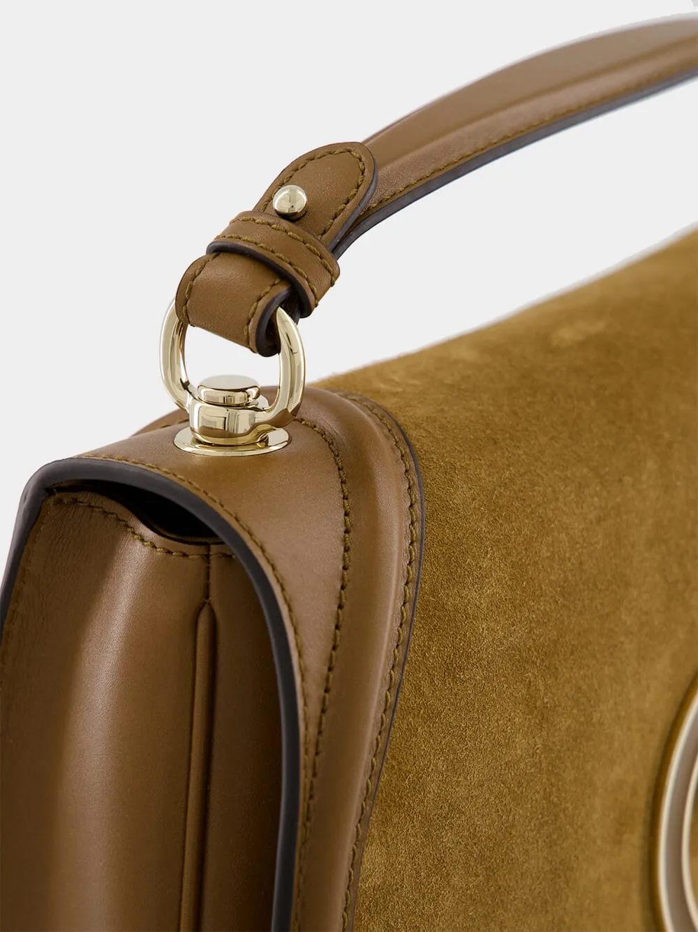 Light Brown Suede Blondie Medium Top Handle Bag