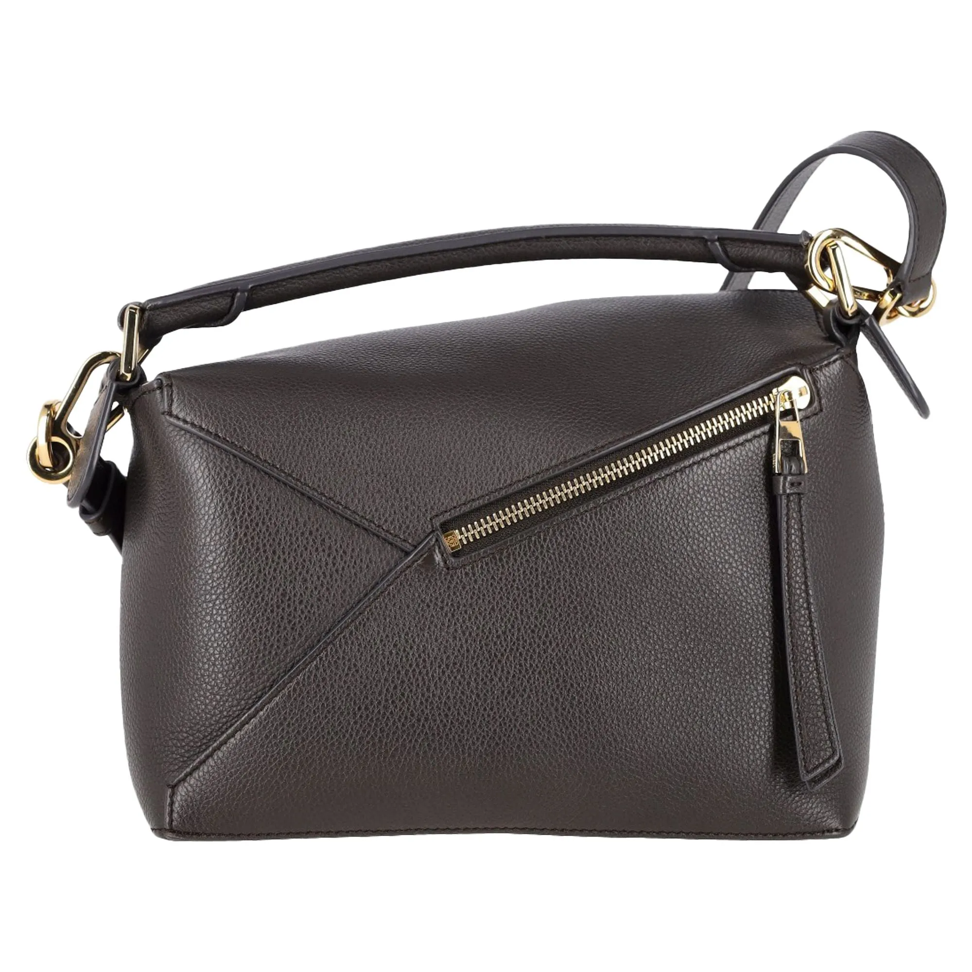 Loewe Large Puzzle Top Handle Bag in Black Calfskin Leather