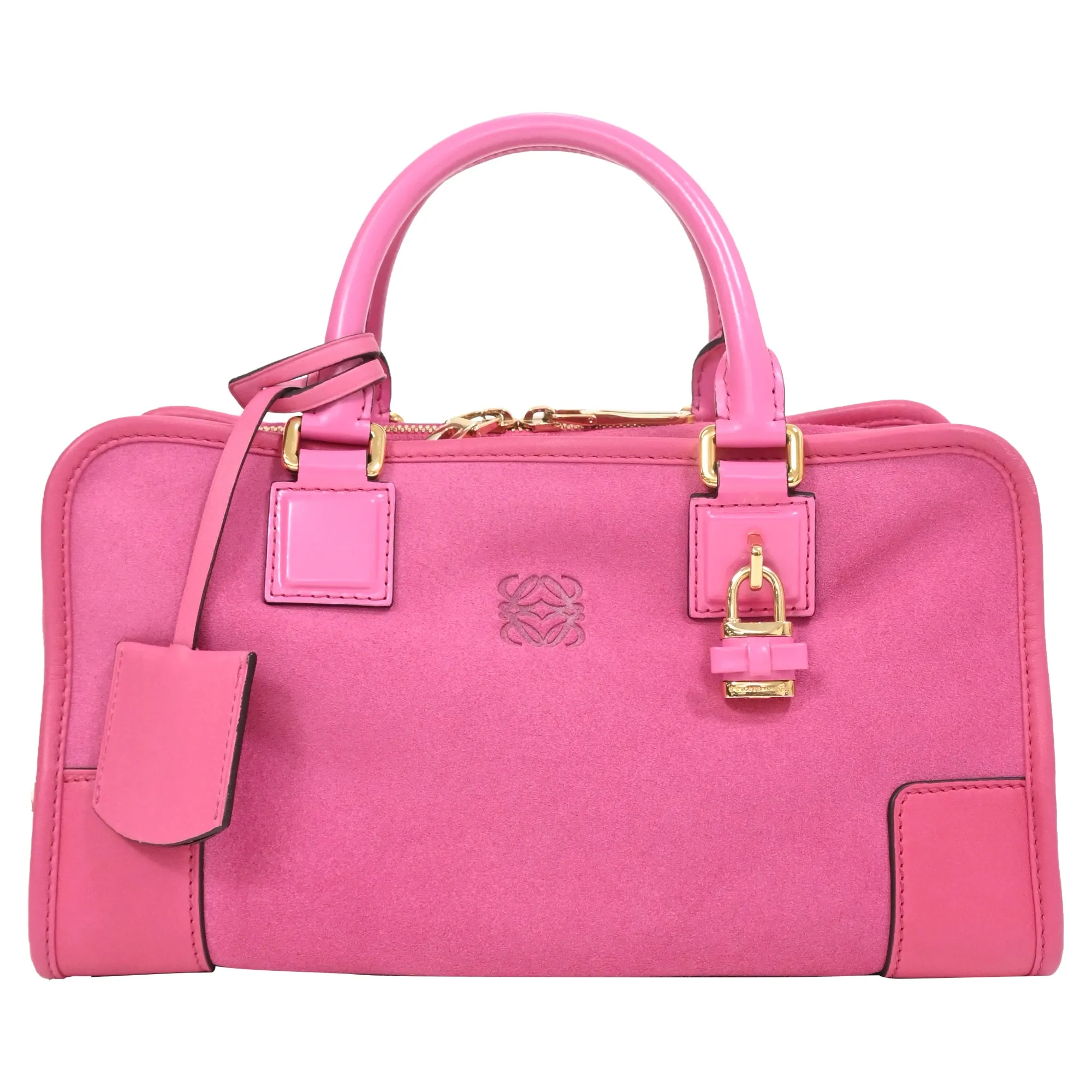 Loewe Three Tone Amazona Bag in Pink Suede
