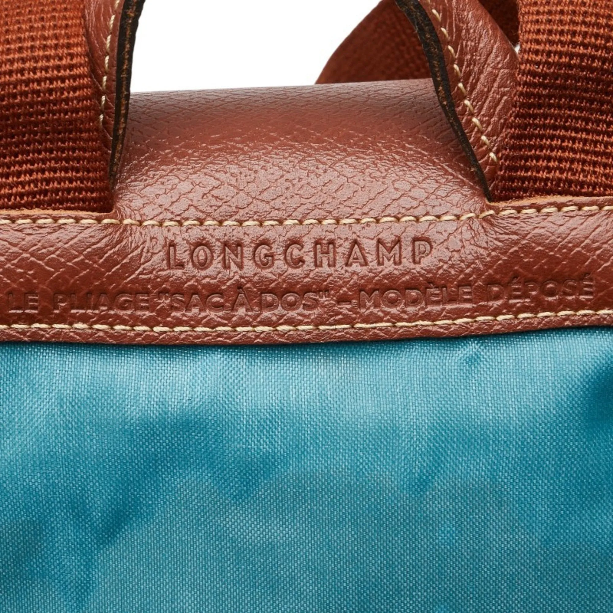 Longchamp blue Nylon Leather Backpack Beach Bag (Pre-Owned)