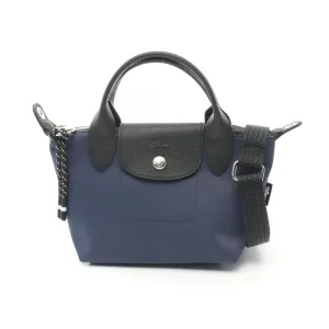 Longchamp Navy Nylon Leather Handbag (Pre-Owned)