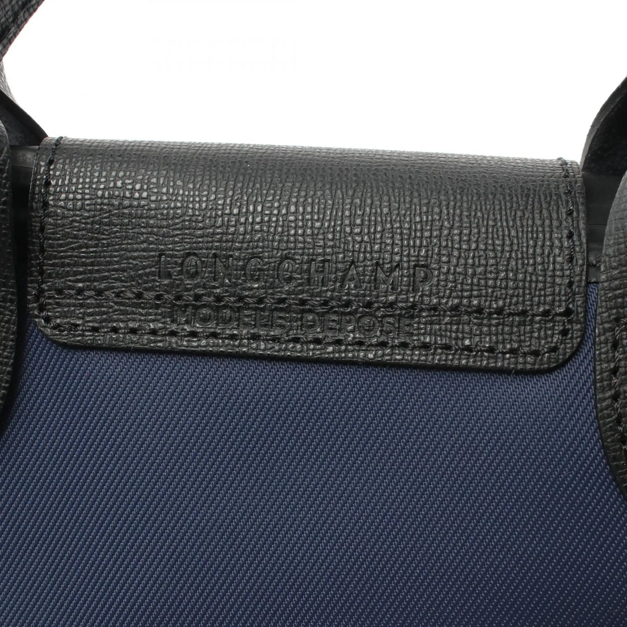 Longchamp Navy Nylon Leather Handbag (Pre-Owned)