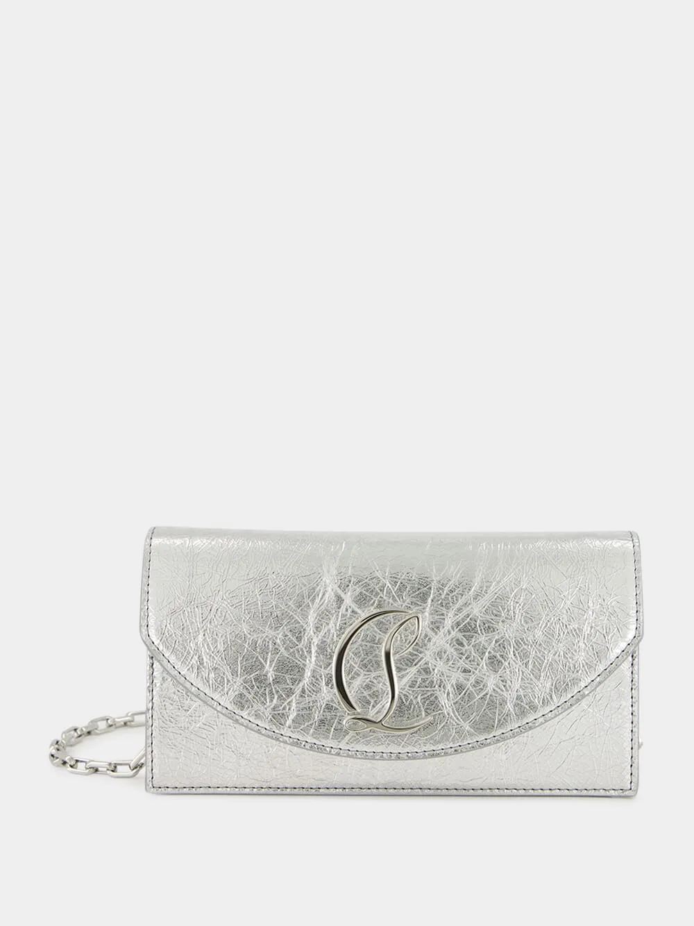 Loubi54 Silver Laminated Clutch