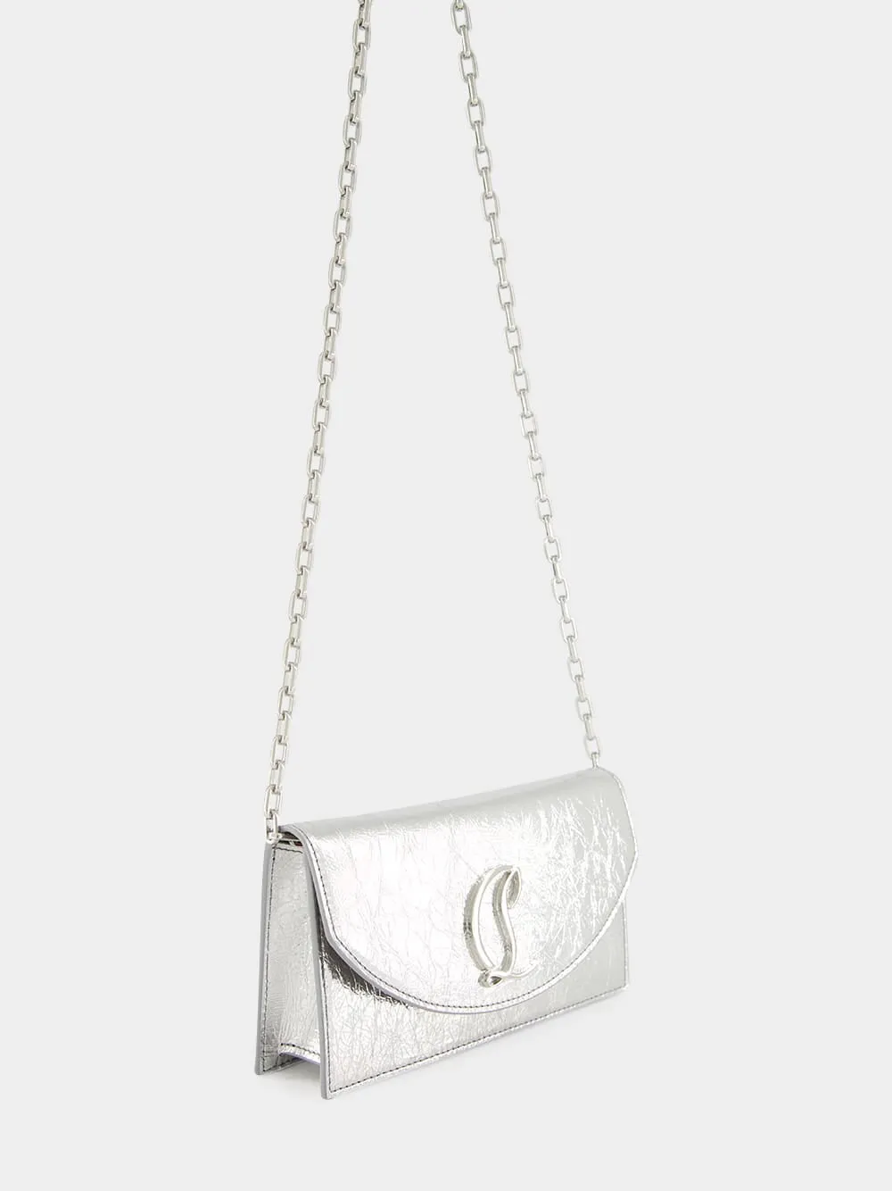 Loubi54 Silver Laminated Clutch