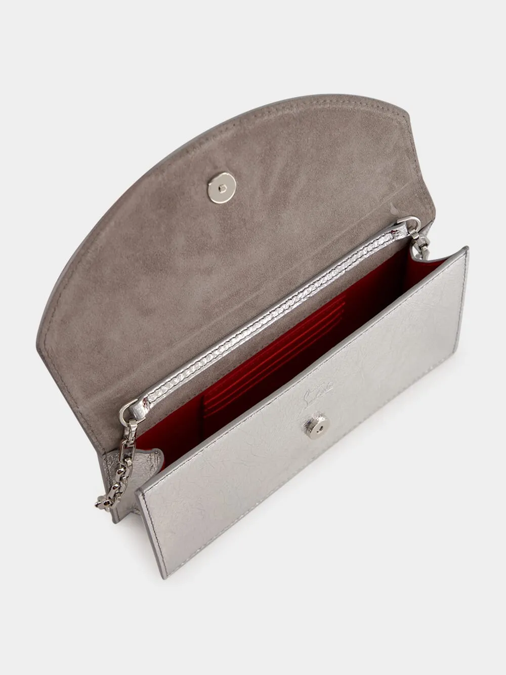 Loubi54 Silver Laminated Clutch