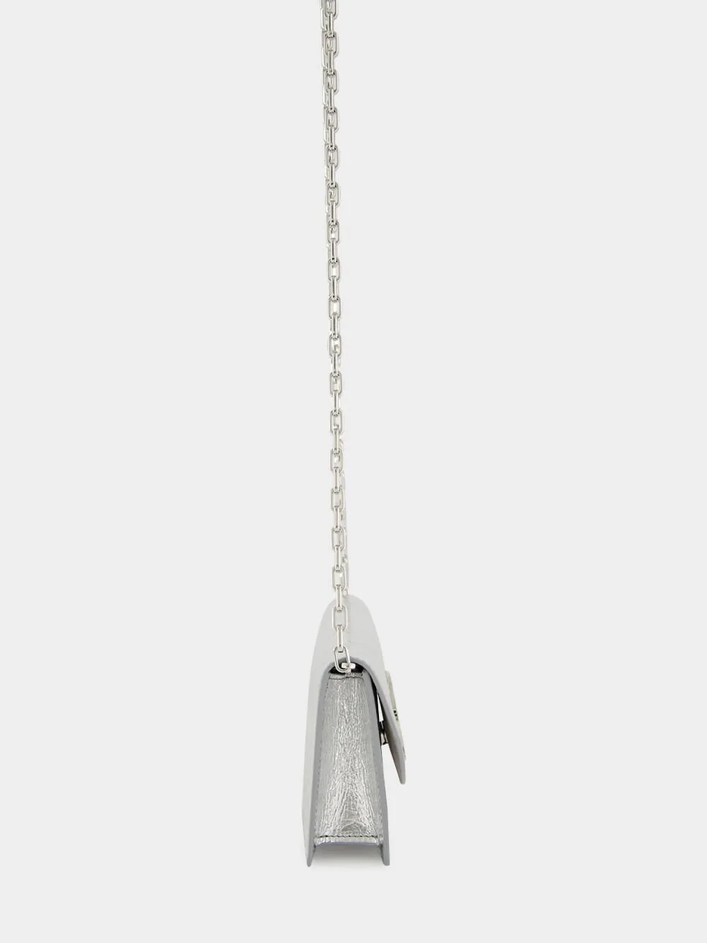 Loubi54 Silver Laminated Clutch
