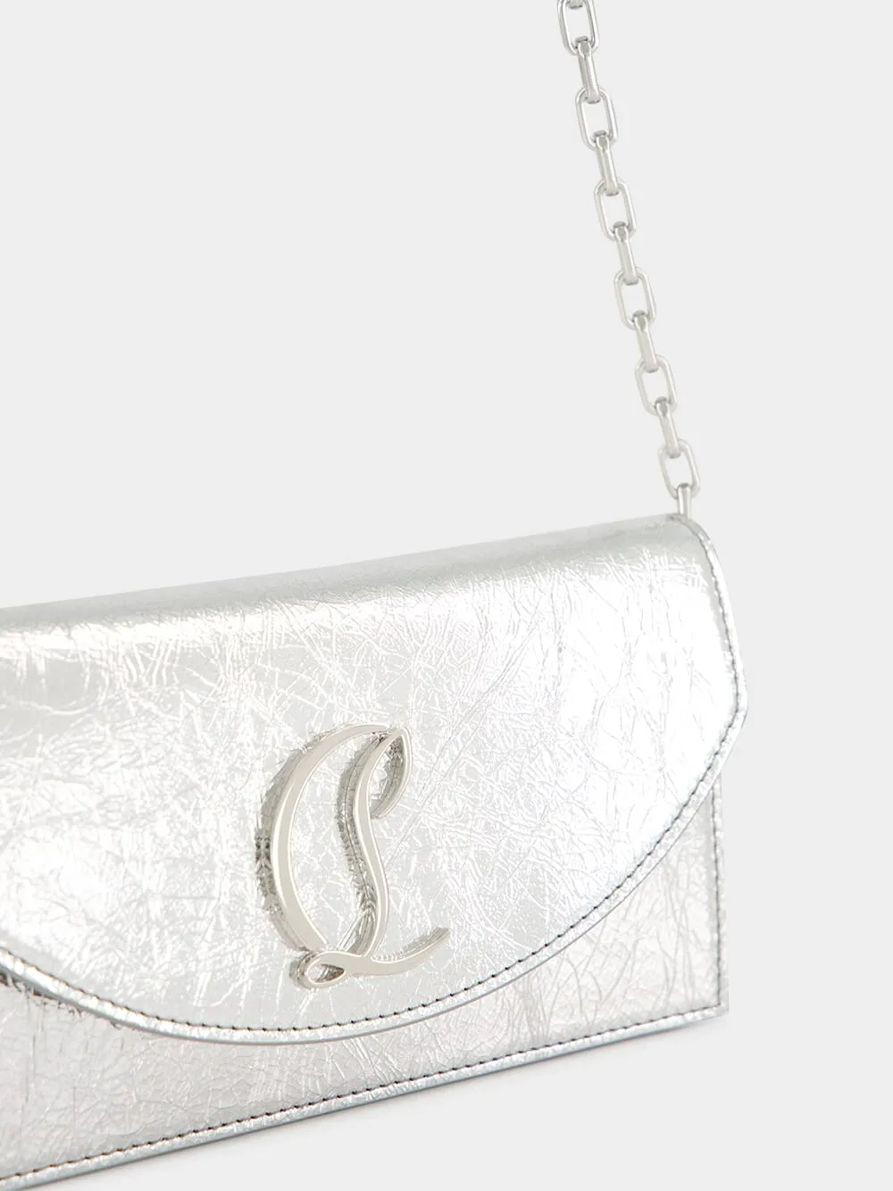 Loubi54 Silver Laminated Clutch