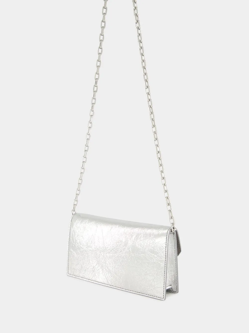 Loubi54 Silver Laminated Clutch