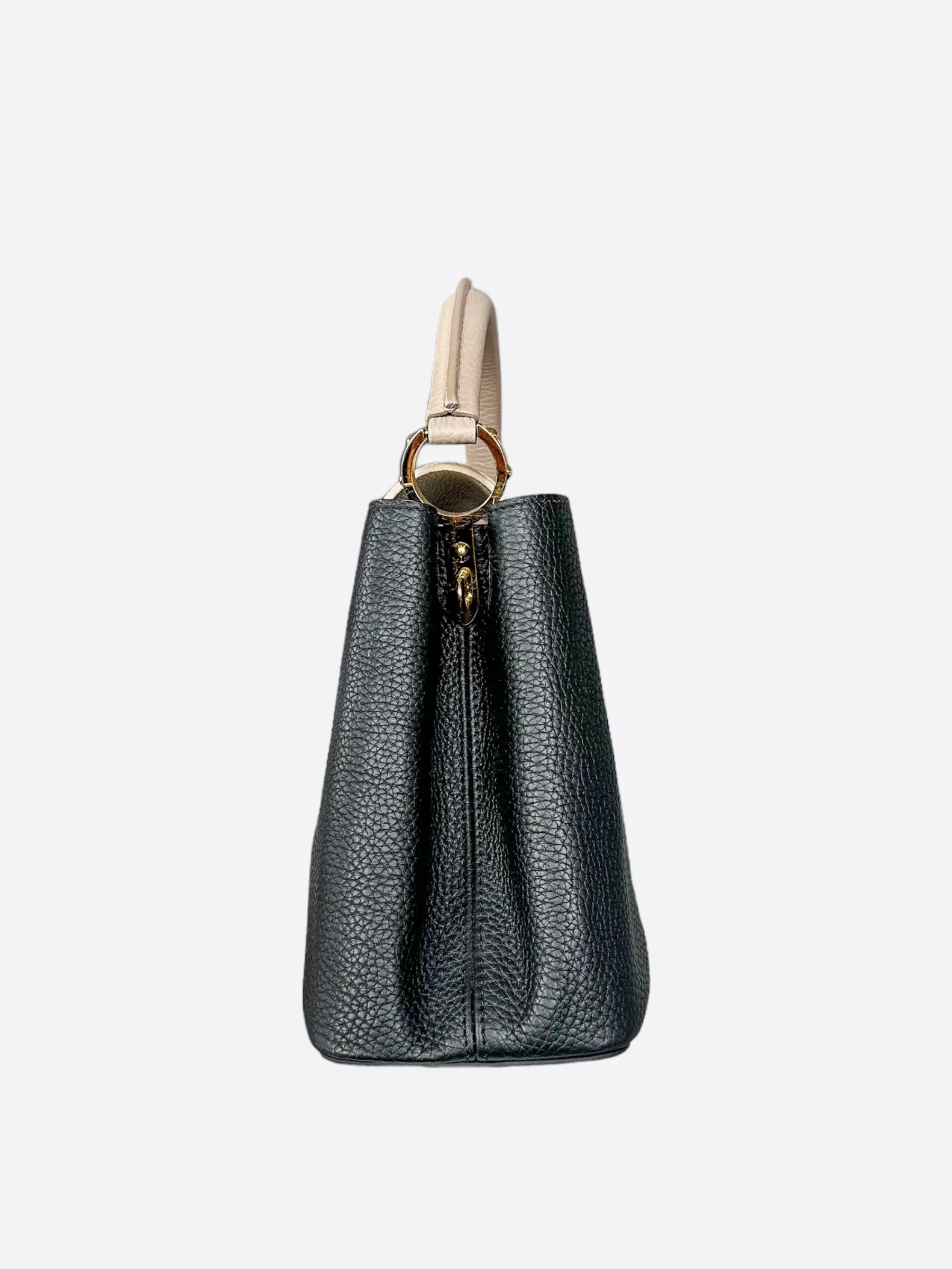 Louis Vuitton Black & Beige Capucines MM