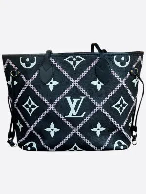 Louis Vuitton Black & White Empreinte Monogram Embroidered Neverfull MM