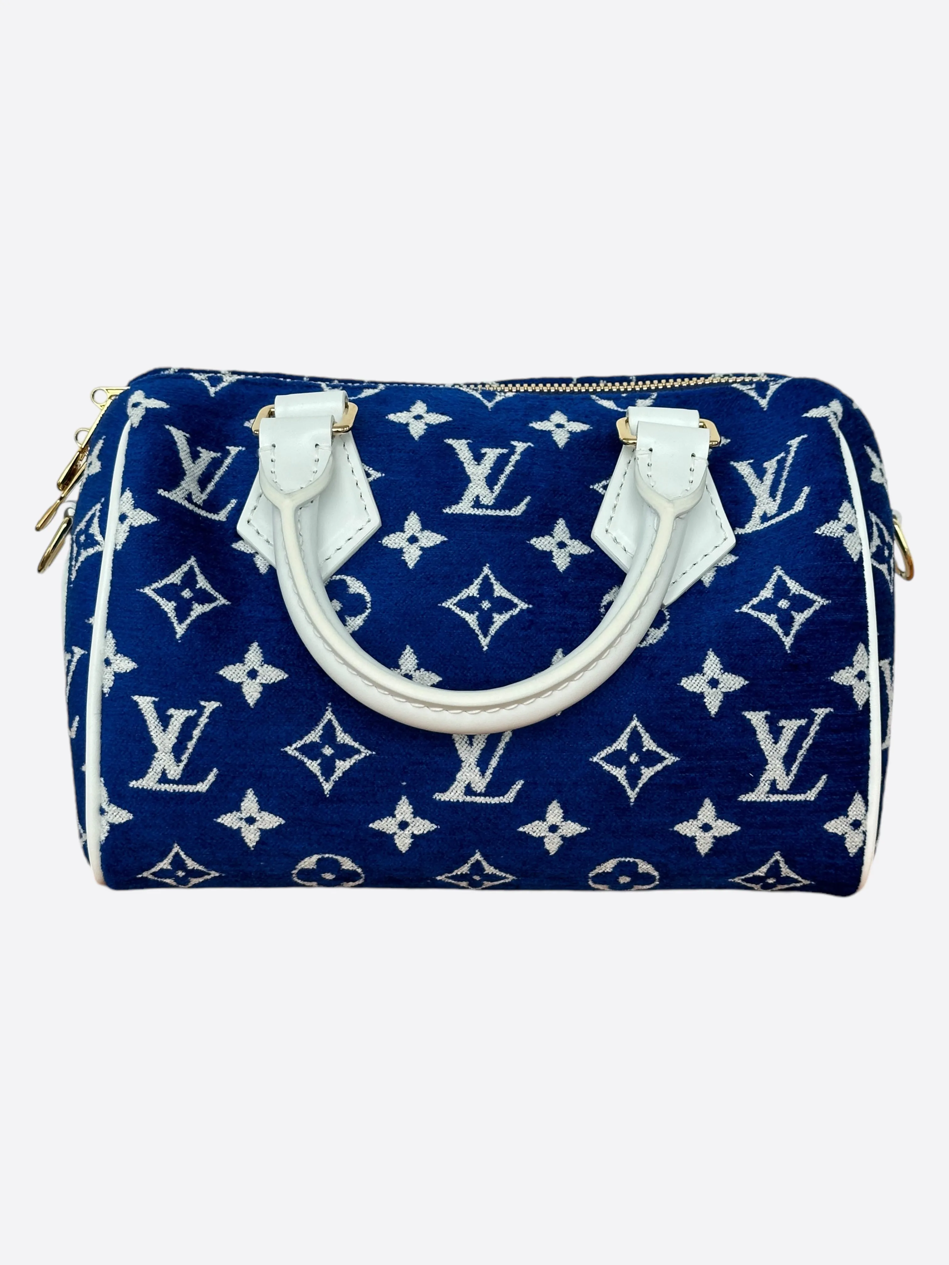 Louis Vuitton Blue & White Tennis Monogram Speedy 20