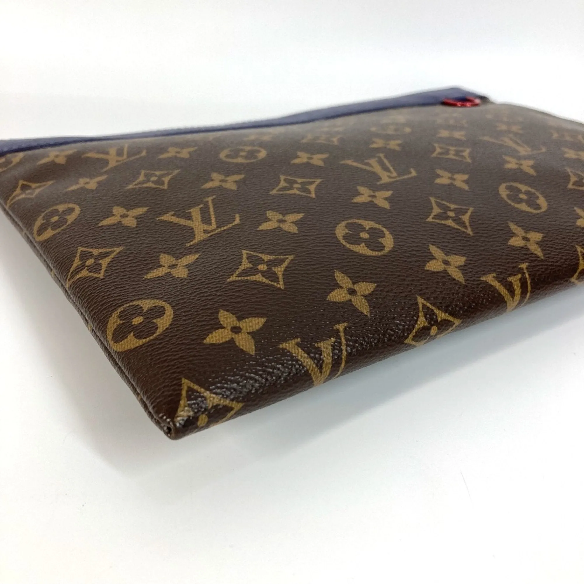 Louis Vuitton blue  Color Monogram Canvas Clutch Bag Pochette Pouch (Pre-Owned)