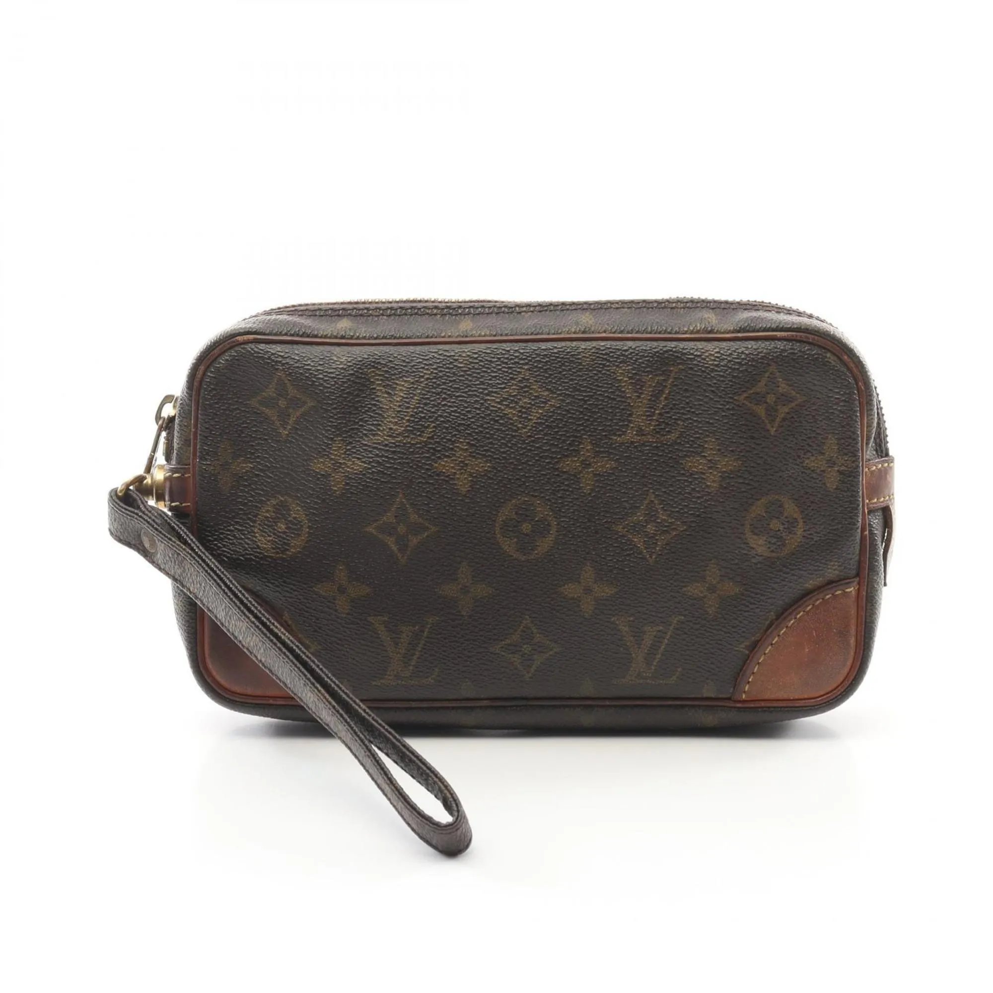Louis Vuitton Coated Canvas Leather Clutch Bag (Pre-Owned)