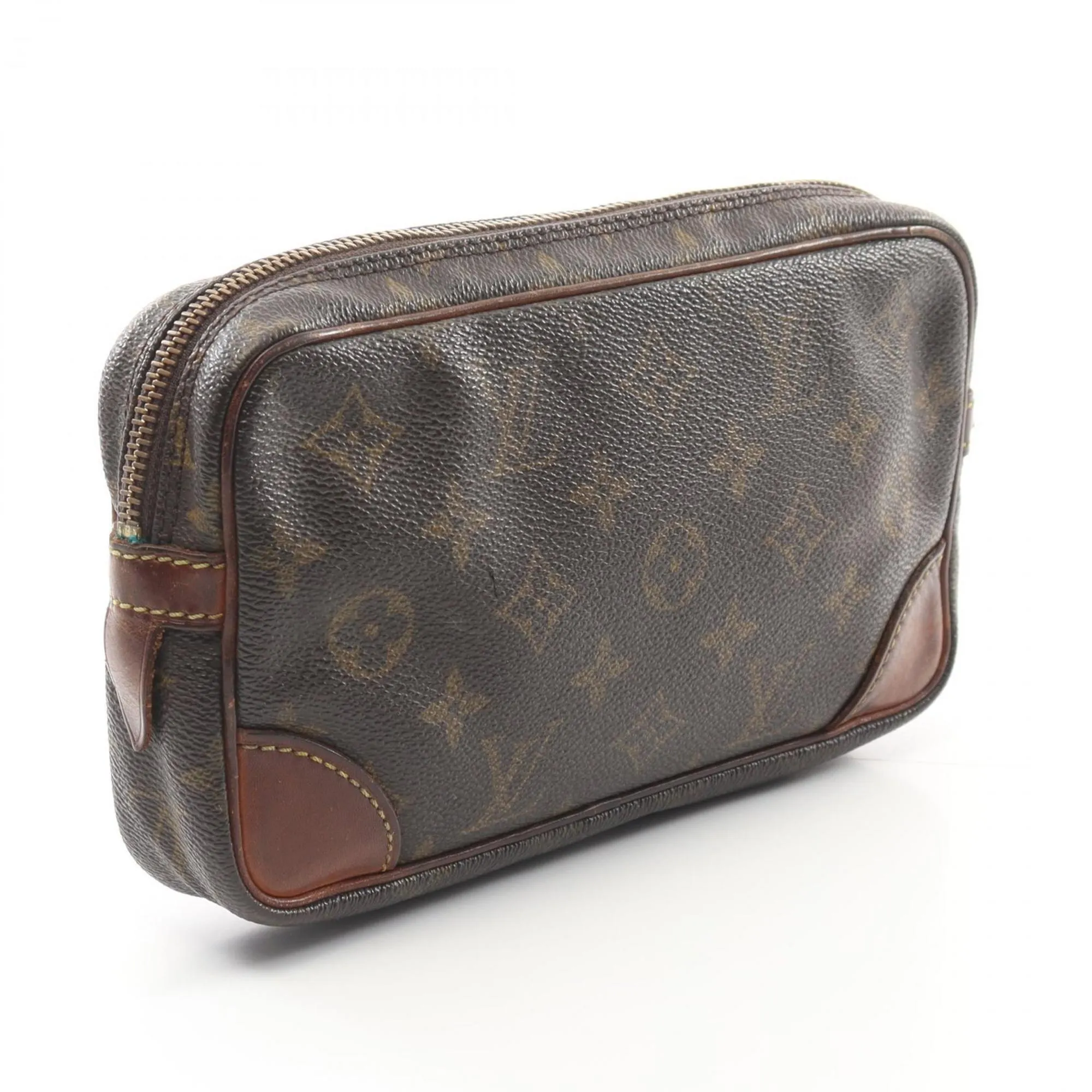 Louis Vuitton Coated Canvas Leather Clutch Bag (Pre-Owned)