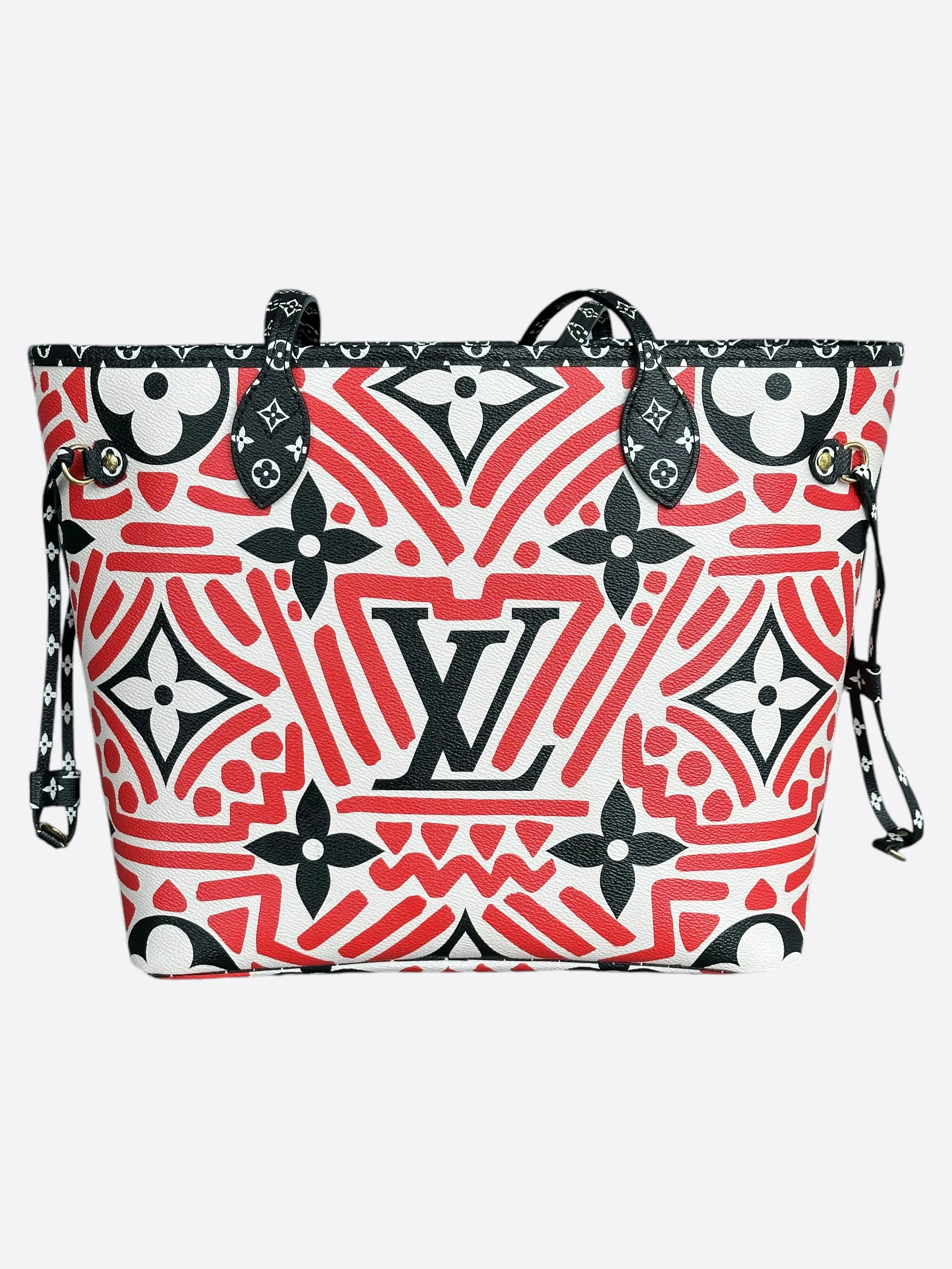 Louis Vuitton Cream & Red Crafty Monogram Neverfull MM