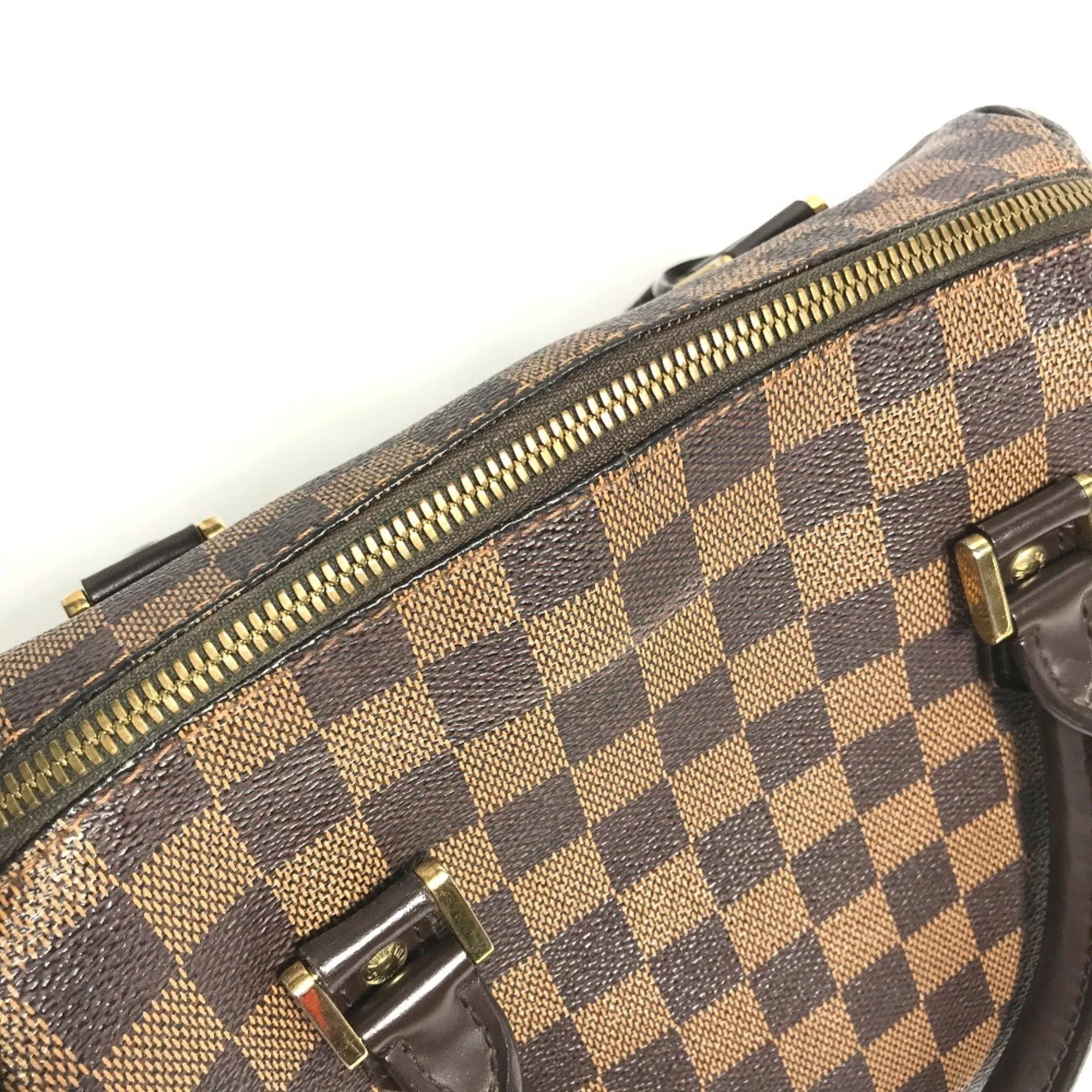 Louis Vuitton Damier Canvas Ebene Damier Canvas Boston Bag Handbag (Pre-Owned)