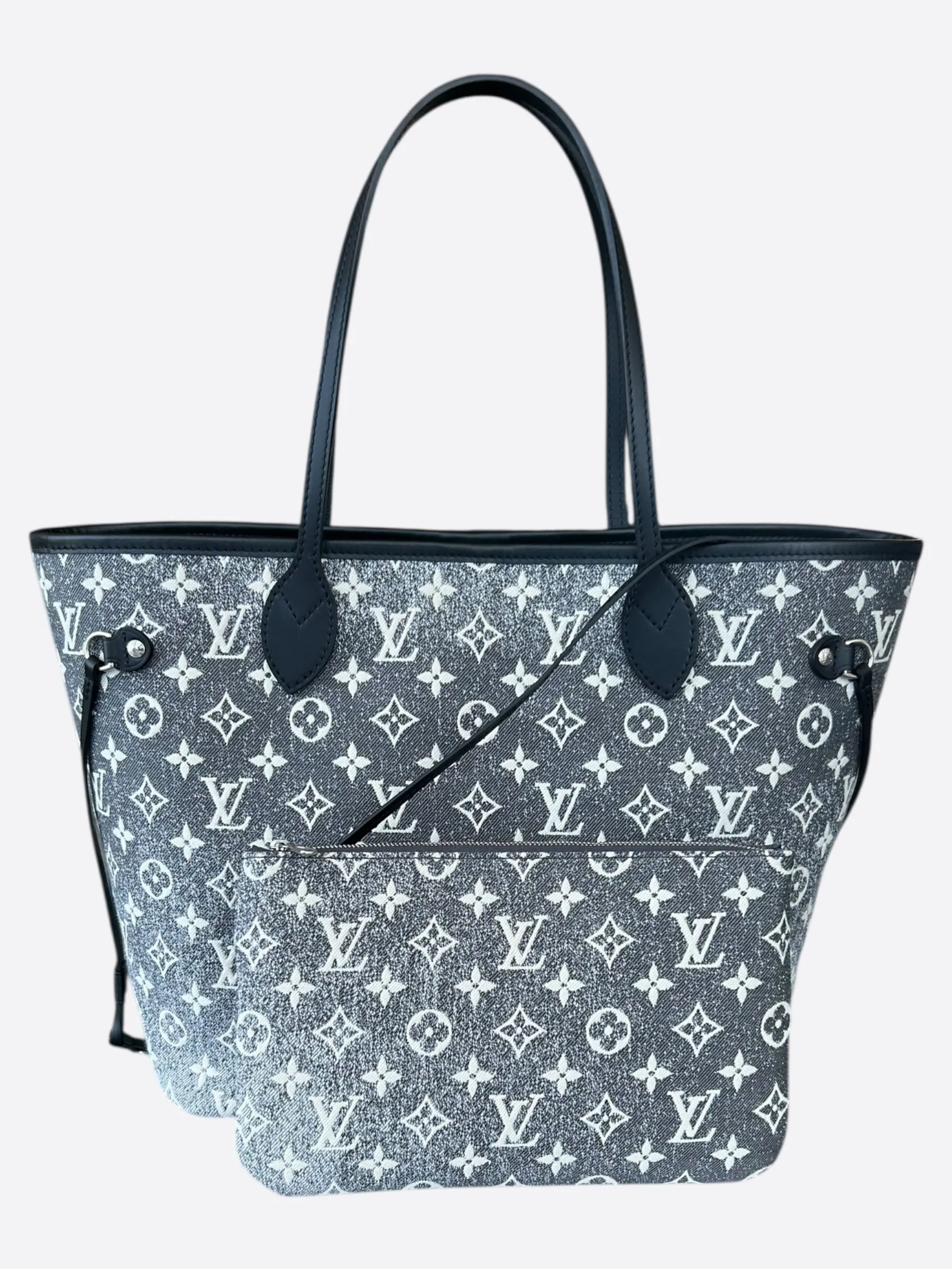 Louis Vuitton Grey & White Denim Monogram Neverfull MM