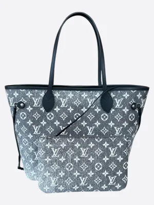 Louis Vuitton Grey & White Denim Monogram Neverfull MM