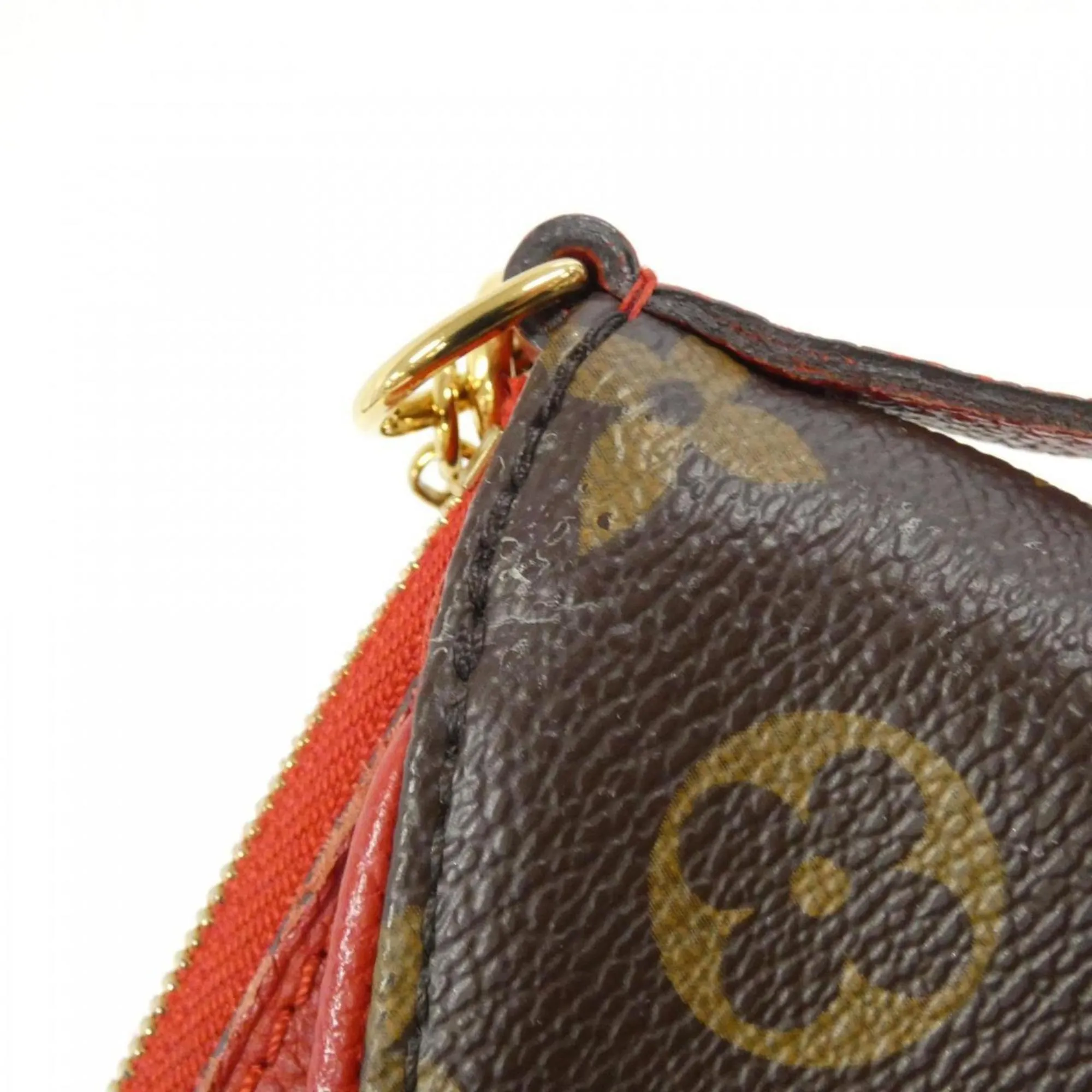 Louis Vuitton Monogram Cerise Marron Coated Canvas Clutch Bag Shoulder Bag (Pre-Owned)