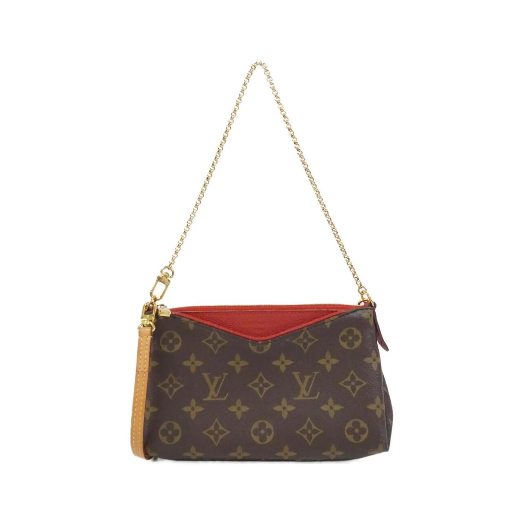 Louis Vuitton Monogram Cerise Marron Coated Canvas Clutch Bag Shoulder Bag (Pre-Owned)