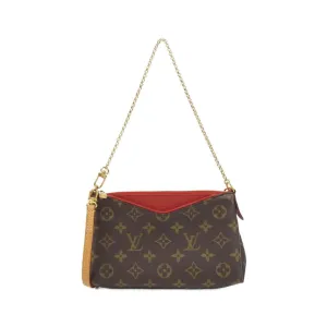 Louis Vuitton Monogram Cerise Marron Coated Canvas Clutch Bag Shoulder Bag (Pre-Owned)