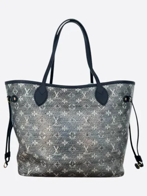 Louis Vuitton Navy & White Iridescent Monogram Neverfull MM